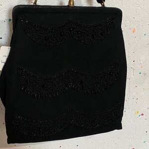 Elegant Black Beaded Handbag